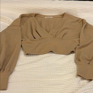 We The Free Camel V-Neck Crop Top